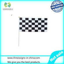 20*30cm Checkered flags with Plastic Flagpole,black and white chequered flag,Printed race check hand flag