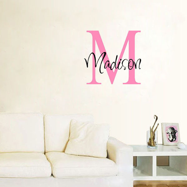 Personalized Name & Initial Vinyl Wall Decal Sticker Choose Name & Colors Stickers Decor Wall Decal