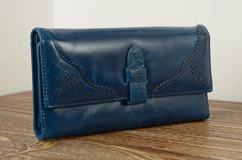 Imported Grain Leather Korea Style Burnished Leather Women's Long