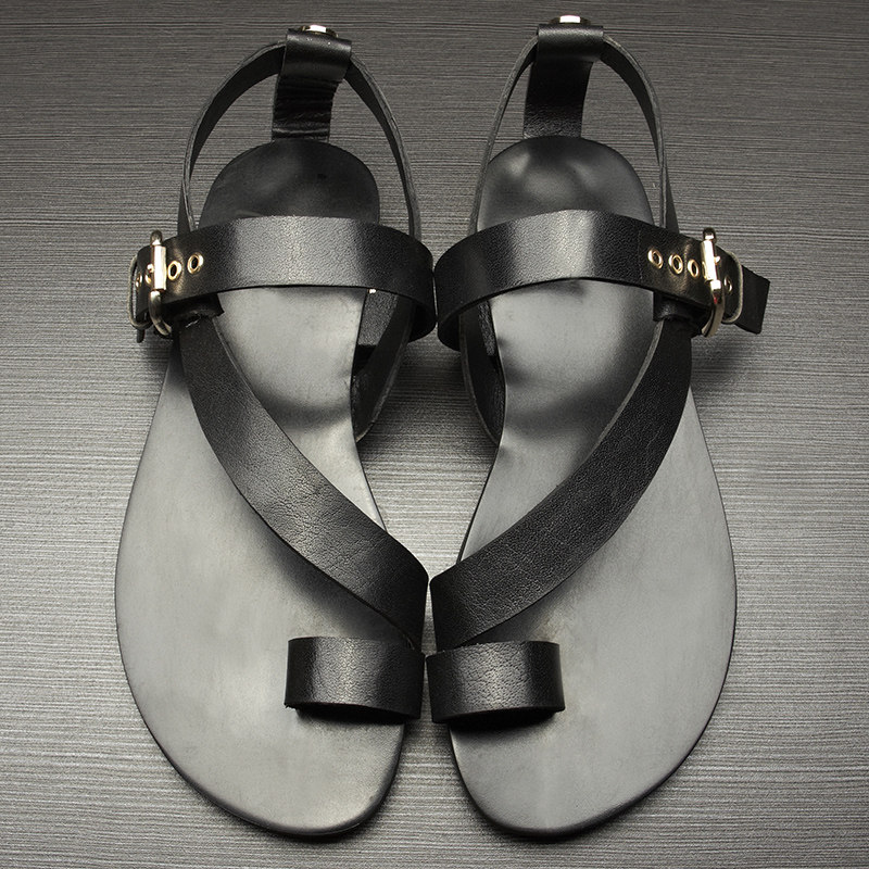 US-5-11 Men Genuine Leather Casual Beach Flat Thongs Roman Flip Flop Gladiator Summer Sandals Outdoor Slides Shoes US-5-11 Men Genuine Leather Casual Beach Flat Thongs Roman Flip Flop Gladiator Summer Sandals Outdoor Slides Shoes
