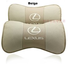 2 X Genuine Leather Car Headrest Pillow Neck Rest Pillow Seat Cushion Covers for Lexus GS430 GS300 IS350 IS250 Free Shipping