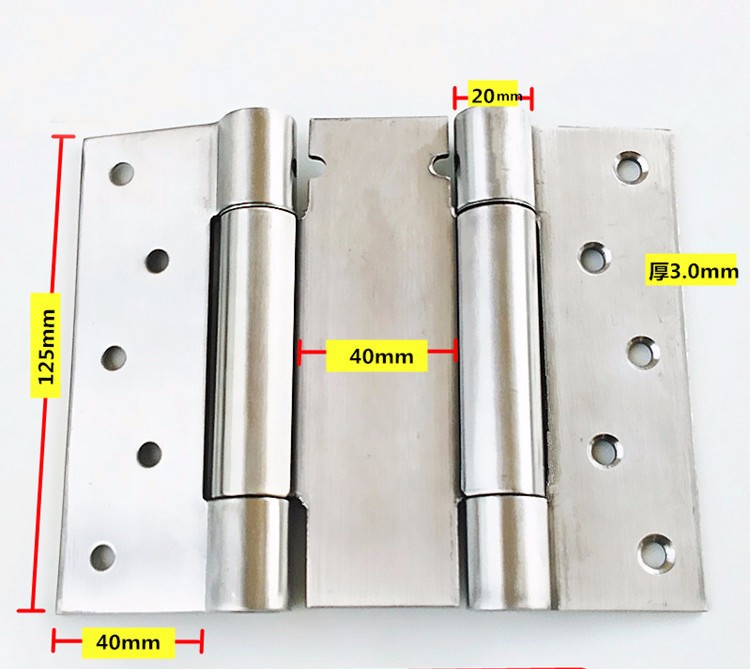 Bisagra de resorte de puerta, bidireccional, acero inoxidable abierto