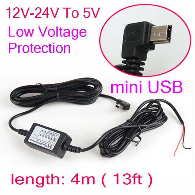 Car Charger DC Converter Module 12V 24V To 5V 1.5A with mini USB Cable, Low Voltage Protection, Cable Length 3.5m 11.48ft