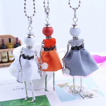 2016 Women Fashion Girl Doll Pendant Necklace Sweater Chain Long Cloth Dress Doll Necklace Jewelry Accessories Christmas Gift