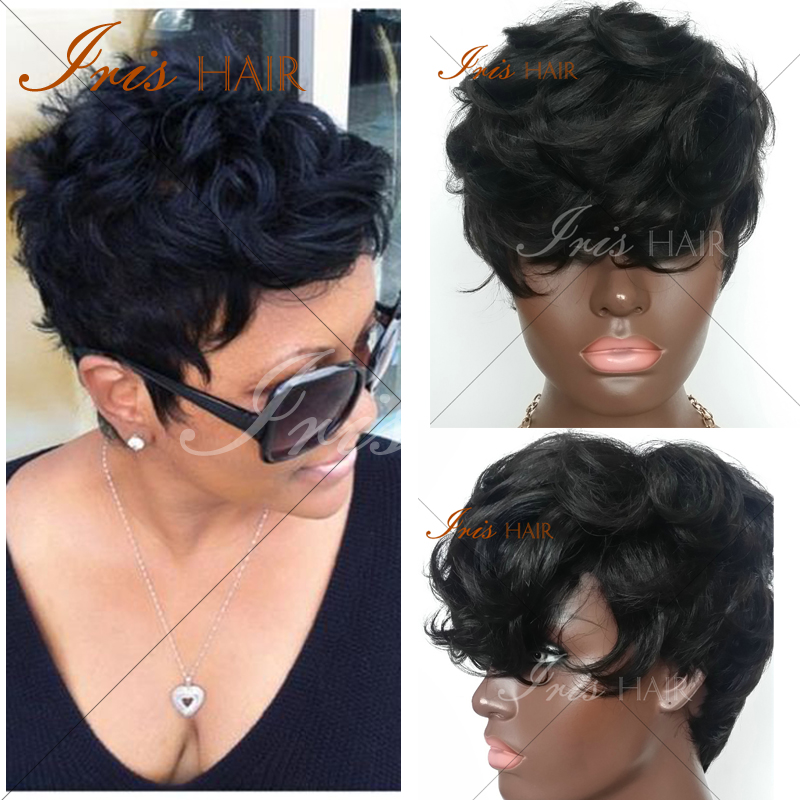 7a Brazilian Virgin Human Hair Curly Wigs Short Natural Wave Glueless Full Lace Wigs Lace Front 