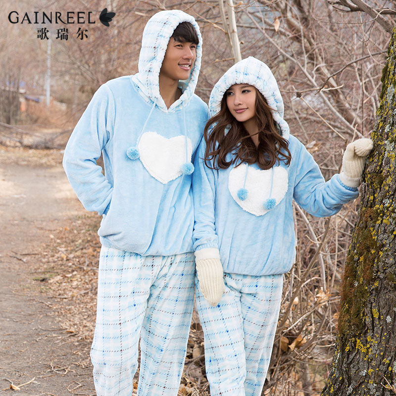 Song Riel thick cozy flannel pajamas cute couple male hooded tracksuit suit Ms Zhengsheng elegant