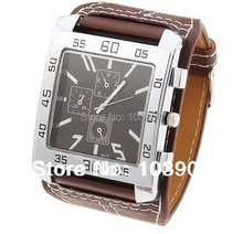 2016 Hot Selling Fashion Luxury Clock men Brown Leather Strap Watch Men Big Pointer Dial Casual