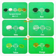 Free Shipping 50pcs square 3g jar clear empty mini cream jar cosmetic containers sample plastic bottle lip balm containers