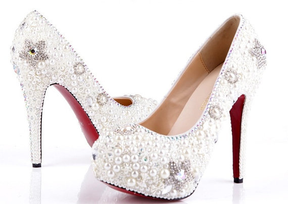 Elegant Wedding Bridal Shoes Rhinestone with Imitation Pearl ...