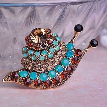 Shiny Blue Opal Crystal Brooches Bouquet For Personality Woman Collar Men Brooch Pin Best Party Accessories Snails Hijab Pins UK