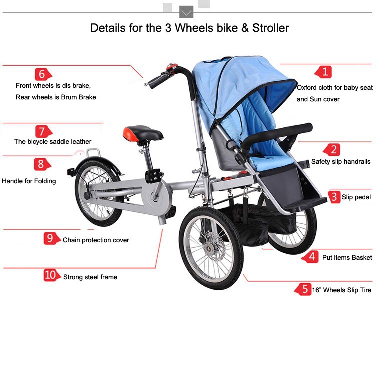 C04-Taga Pushchair-Bicycle Folding Taga Bike 16inch Mother Baby Stroller Bike baby stroller 3 in 1 Convertible Stroller Carriage stroller