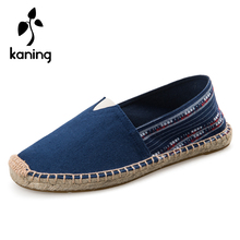 Kaning 2016 Brand Fashion Flat Lazy Canvas Shoes Women Breathable Straw Plaited Slip-on Men Shoes Lover Luxury zapatillas hombre