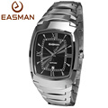 EASMAN Mens Tungsten Steel Watches Luxury Sapphire Glass Silver Black Waterproof Date Show Dress Business Wrist