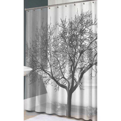 Boutique 180cm*180cm Bath Shower Curtain Simple Sketches Tree Design Waterproof 12 Hooks