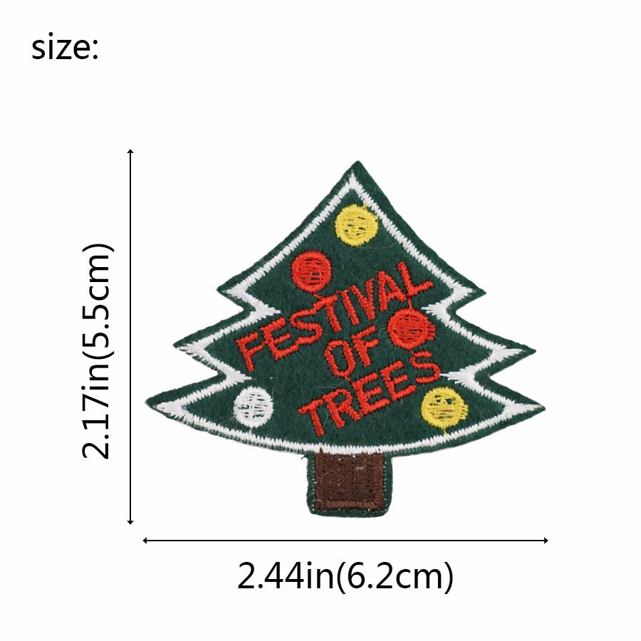 10 DIY Christmas Tree Patches Iron On Appliques For Clothing, Sewing