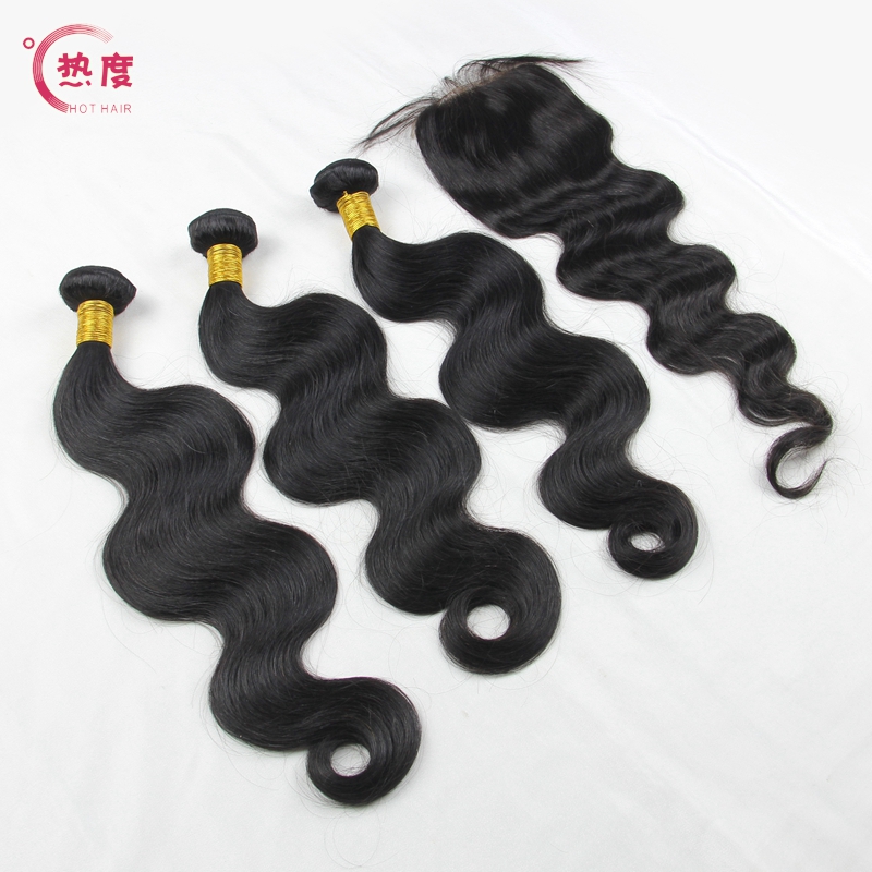 Peruvian Virgin Hair with Closure 3 Bundles with Closure Human Hair with Closure 6A Peruvian Virgin Hair Body Wave with Closure