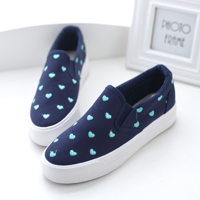 Brand female love star canvas shoes sneakers female preppy lolita pedal Harajuku shoes lazy platform cotton