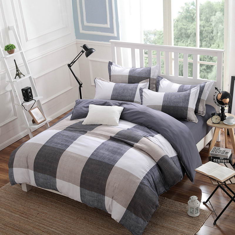Spring and Autumn Cotton Bedding Sets Duvet Cover Bed Sheet Minimalist Style Checkered Fashion 3 / 4pcs Queen Full Twin Size