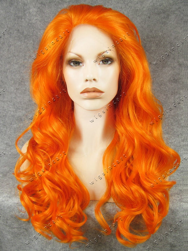 Orange wig beyonce lace front wigs synthetic long wave 24 ...