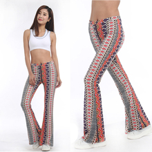 American Clothing Tribal Vertical Aztec print Bell Bottom Legging Soft Women Flare pant Wide leg Printed Legging 2016 Style1011