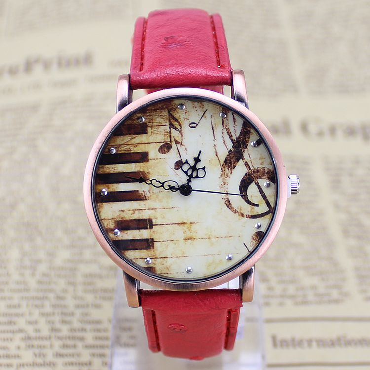 2015 New Fashion Women Watch Piano Music Note Vintage Casual Watch Quartz Watch Feminino Women Dress