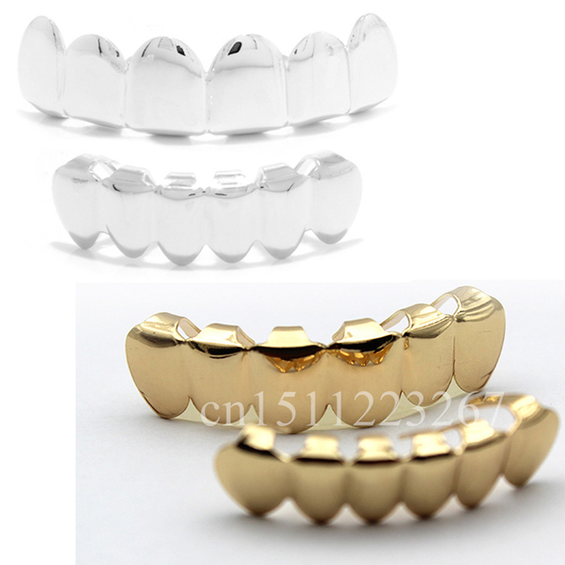GOLD PLATED HIPHOP TEETH GRILLZ TOP amp; BOTTOM GRILL SET Bling Mouth 