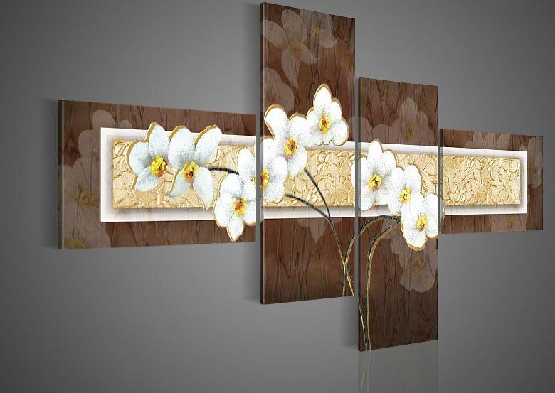 hand-painted oil wall art Quietly elegant white flowers decoration abstract Landscape oil painting on canvas Match framework 010