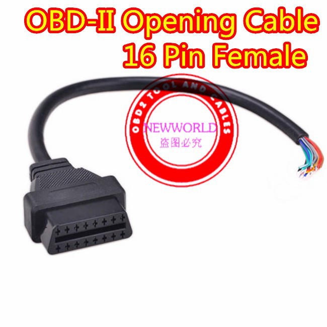 OBD II Female to Open End cable, with Strain Relief