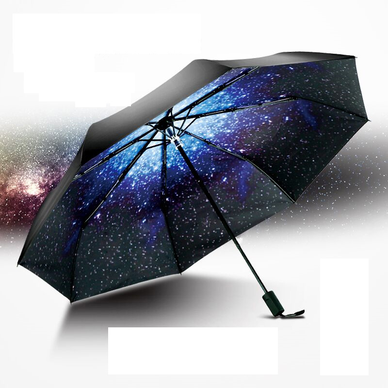 Creative Starry Sky Windproof Anti UV Sun/Rain Princess Folding Umbrella Girl's Gift
