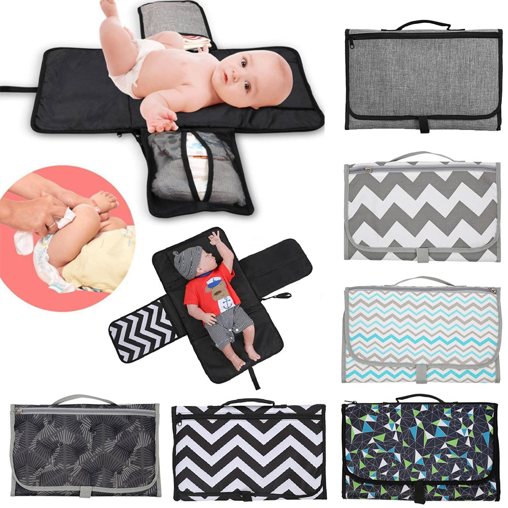 Waterproof Baby Diaper Changing Mat Travel Home Change Pad 3-in-1 Nappy Mats Bag