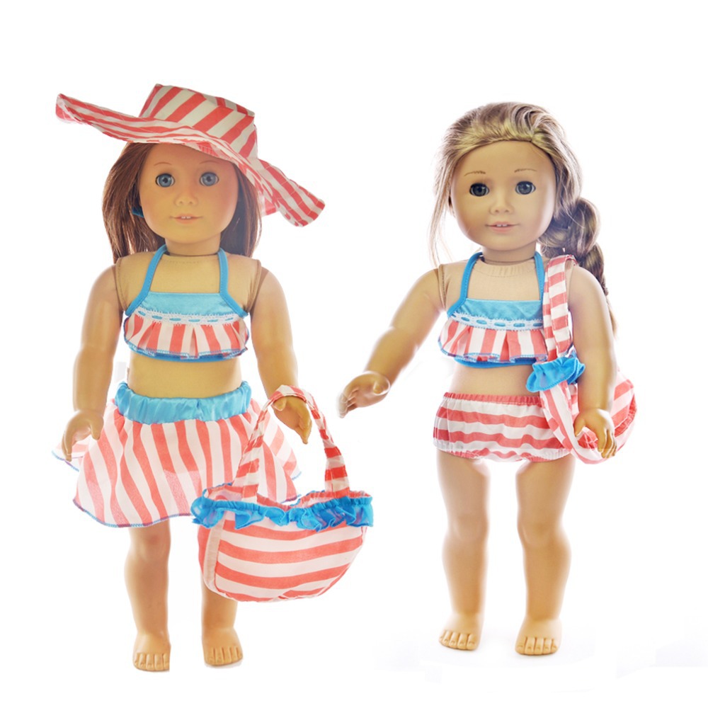 Pink Bikini Swimsuit Swimwear Doll Clothes For 18" American Girl Handmadein Dolls Accessories