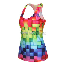 Drop Ship Fitness Camisole Printed Women Cartoon Tank Top Digital Printed Blue Crop Top Girls Punk