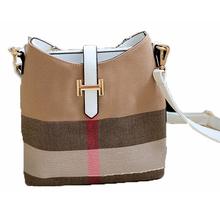 Vintage Leather Women Handbags Designer Plaid Women s Shoulder Bags Casual Canvas Women Totes Vintage Bucket
