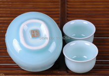 Chinese Longquan Kiln Celadon Ware Teapot and Teacups Mandarin Duck Tea Set