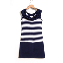 New 2015 summer arrival women s casual clothes hot sale women dress sleeveless round neck striped