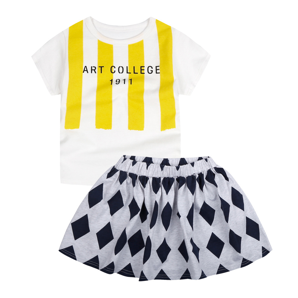font b Girls b font Clothes Kids Set Fashion Bobo Choses Yellow Stripe T shirt