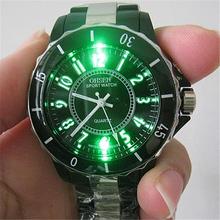 New Black/white steel LED light Women Men boys Quartz Sport Band Wrist Watch Jewelry & Watches Fashion Accessories