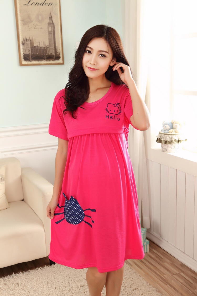 Rose Red Hello Kitty Maternity dresses for summer pregnant women clothes dress pregnancy dresses breastfeeding clothes 15