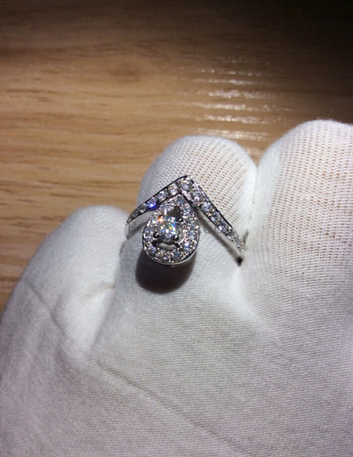 925 sterling silver heart wedding ring