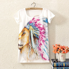 2016 summer new women casual cartoon Indian themes Lion Statue Harajuku style loose short-sleeved female t-shirt women tops
