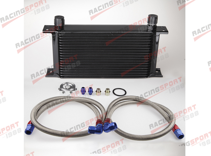 Universal Mocal style Engine transmission Oil Cooler kit 19 row 10AN Black filter Relocation Kit