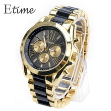 2015 New Fashion Geneva Watch Women Dress Watches Rose Gold Full Steel Analog Quartz Men Rhinestone Wristwatches 4Color 58#