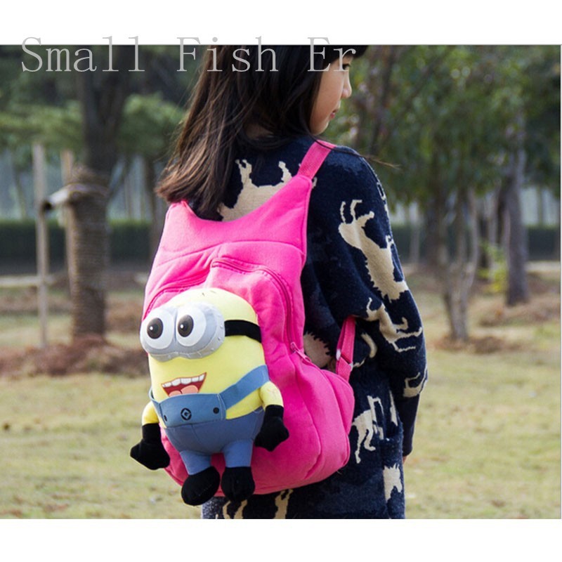3D eyes Despicable Me Minion Plush Backpack Cartoon children\'s Stationery backpack (7)