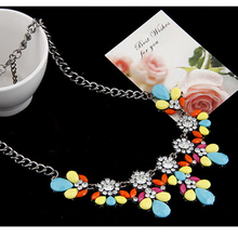 Moon Green Flower Shourouk Drop Chains Choker Collar Statement Necklaces Pendants 2015 New Fashion Jewelry Women