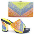 Free Shipping By DHL 2016 New YELLOW african italian shoes and matching bags for wedding party