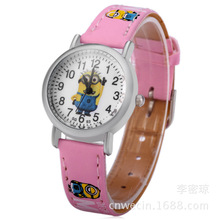 3D Eye Despicable Me minion Cartoon watch Precious Milk Dad Cute Children clock Baby kid Quartz Wrist Watches for Girls Boys