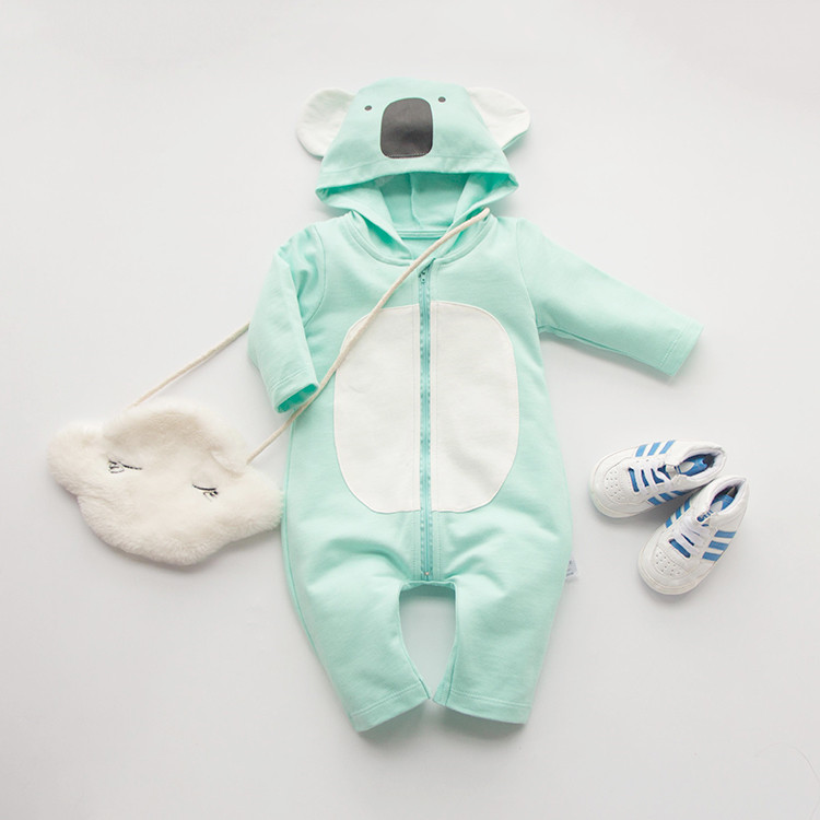 fashion green koala 100 Cotton long Sleeve font b Clothing b font Similar Jumpsuit Printed Baby