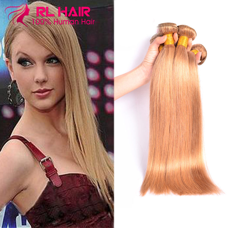 Honey Blonde Brazilian Hair Weaves Straight #27 3pc 8