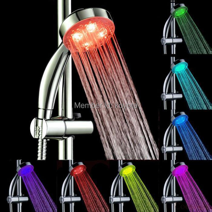 Excellent Handheld 7 Color LED Romantic Light Water Bath Home Bathroom Shower Head Glow Cooseela Free shipping