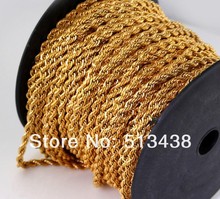 20 meters lot Fashion 18K Gold plated high-quality Stainless Steel 4mm rope chain.jewelry finding DIY necklace bracelet,in Bulk